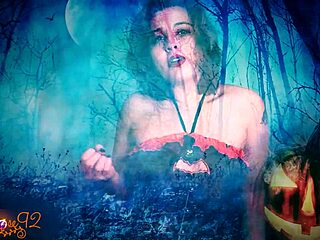 Trick or treat, hubby? Watch me joi your friend’s monster cock in costume!