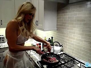 Brandi Love Cooks in Lingerie Showing Off Big Tits!