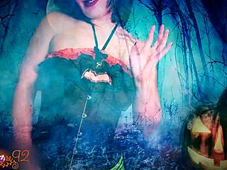 Trick or treat, hubby? Watch me joi your friend’s monster cock in costume!