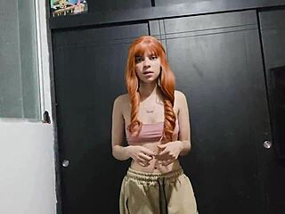 the redhead laura so sexy n hot finds stranger in room strips naked for him quick