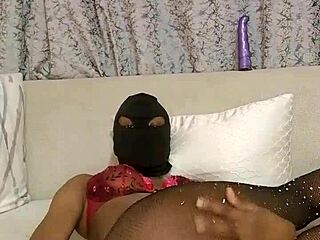 depraved curvy black babe fingers wet pussy in lingerie.