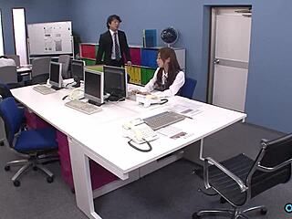 boss corners skinny secretary in pantyhose for a humiliating cock blowjob