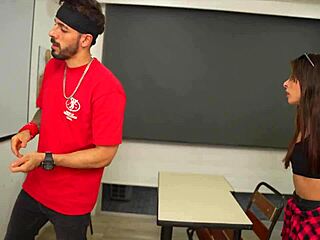 Coming home late I find sexy Colombian teacher with huge cock eating my wet pussy in classroom