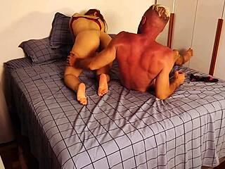 Step Cousin Shares Bed with Redhead Cintia Lara Sucking Dick Swallowing Cum