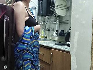 indian stepmom sneaks in kitchen watching stepsons cock then fucks doggystyle 🍆🔥
