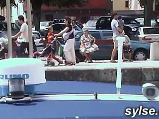 hey milf and teen flashing tits outdoors 😏 public fun in french streets