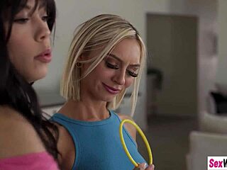 chloe temple and bianca bangs slurp stepbro jimmy's cock in taboo double blowjob threesome fun