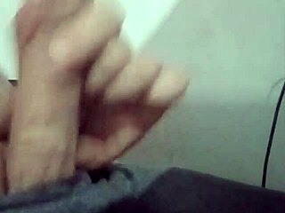 Husband watches wife's see-through tease lead to small cock handjob at work