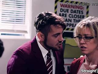 four college boys gang up to fuck their hot teacher