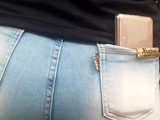 i saw this brunette's juicy ass in tight jeans at the shop... damn spying gold