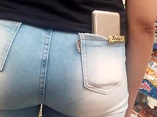 i saw this brunette's juicy ass in tight jeans at the shop... damn spying gold