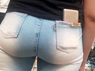 i saw this brunette's juicy ass in tight jeans at the shop... damn spying gold