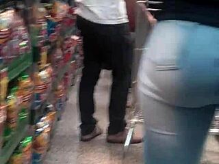 i saw this brunette's juicy ass in tight jeans at the shop... damn spying gold