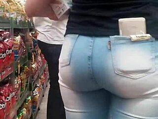 i saw this brunette's juicy ass in tight jeans at the shop... damn spying gold