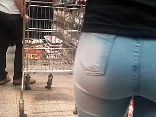 i saw this brunette's juicy ass in tight jeans at the shop... damn spying gold