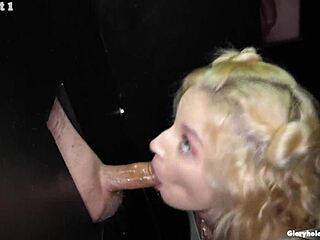 Sophia Gulps Cum Like a Fiend at Gloryhole Lunch