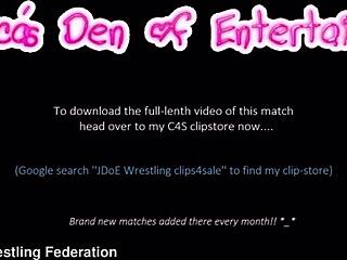 Jess Nova vs Gabby Montanna! Bra panties wrestling ends in facesitting dildo diaper loser humiliation
