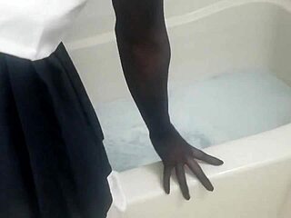 sailor suit n blak stokings lotion bath mess!!