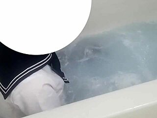 sailor suit n blak stokings lotion bath mess!!