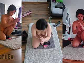 feel my curvy latina ass shake naked during this sweaty gym workout