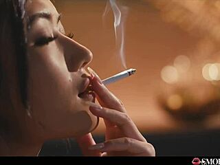 ever seen a sexy japanese cutie smoke while fingering her tight pussy up close?