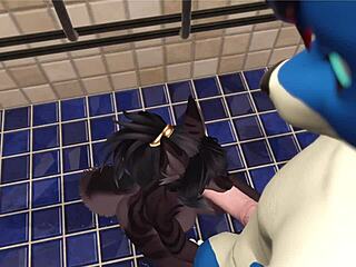 that alpha wolf pins the slutty furry whore at gym, deepthroats his monster cock then rides cowgirl ass shaking.