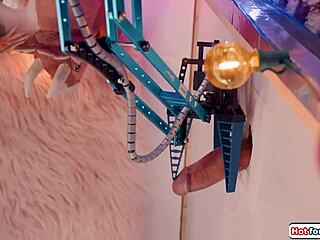 big shemale cock dangles in claw machine ready for interracial ass lick