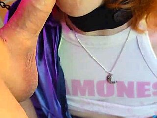 Chained wall slut on knees gagging deep on cock with pierced nipples out!