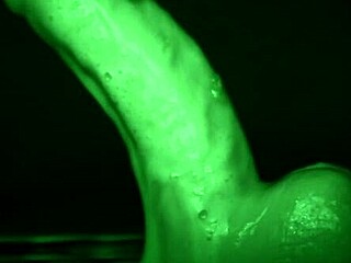 latex gloved tease delivers sticky slimy dildo handjob all over.