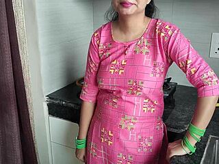 stepson tempts mommy in kitchen with hindi whispers and seduction