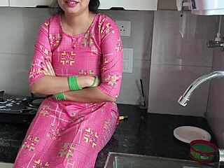 stepson tempts mommy in kitchen with hindi whispers and seduction