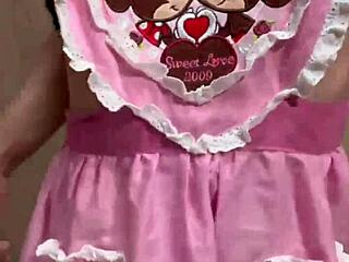 shy junior maid plays with anal buttplug and pierced nipples