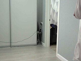 Yo peep this chubby mature housewife's saggy big tits hairy pussy under robe 🍑 pawg backstage