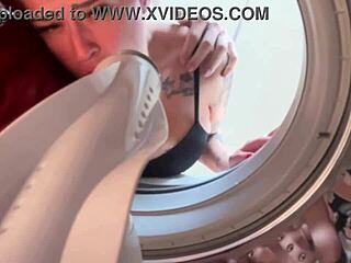 washing machine trap leads to rough pussy pounding every second