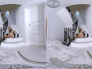 hot maid in cosplay costume sucks cock and rides hard in vr extra mile fuck!