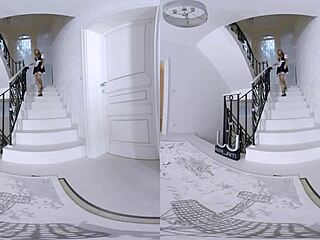 hot maid in cosplay costume sucks cock and rides hard in vr extra mile fuck!