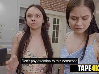 teen girlfriend and bestie give sloppy double rimjob on his ass
