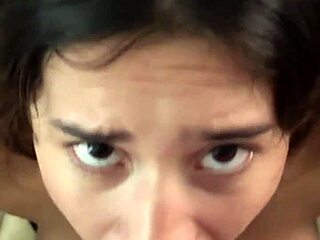 Petite 18yo Latina Brunette Deepthroats Balls and Cock in Sloppy Rimjob