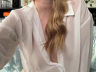 morning dildo ride blasts blonde to wet orgasm!