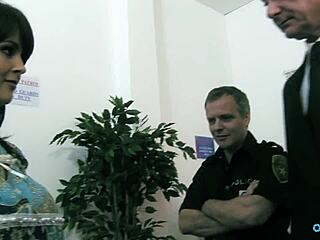 Will Juicy Melons and Tight Twat Free Brunette from Police Station?