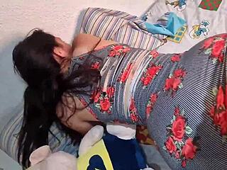 Girlfriend's lesbian friend takes wild fucks and hot creampies