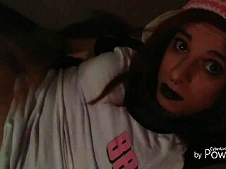 Goth shemale teases with solo masturbation secrets