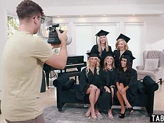 Innocent milf graduation bash spirals into wild reverse gangbang with nonstop banging frenzy