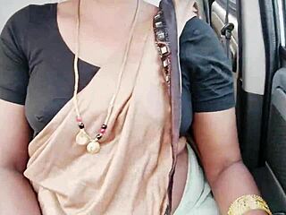 Saree call girl bangs in car with Telugu dirty talk