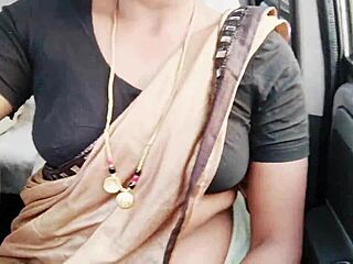 Saree call girl bangs in car with Telugu dirty talk