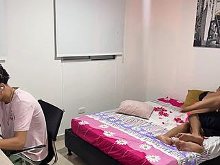 my buddy pounds my huge ass hard while cuck hubby works damn that felt good colombian style