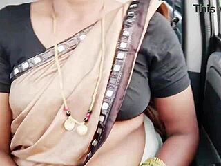 Saree call girl bangs in car with Telugu dirty talk