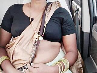 Saree call girl bangs in car with Telugu dirty talk