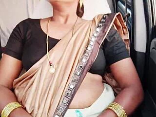 Saree call girl bangs in car with Telugu dirty talk