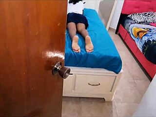 passion ignites between 18-year-old latina stepsister student and older homeowner in taboo creampie